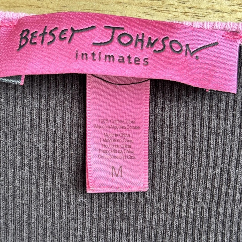Betsey Johnson Intimates Dress Womens Medium Black Pink Ruffle Bow Floral Trim - Picture 9 of 9